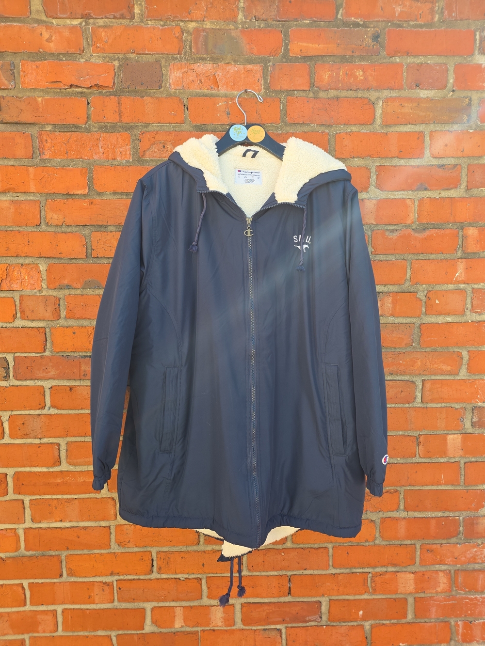 Champion SMU Mustangs Men's XL Navy Blue Sherpa Lined Hooded Jacket (#3)